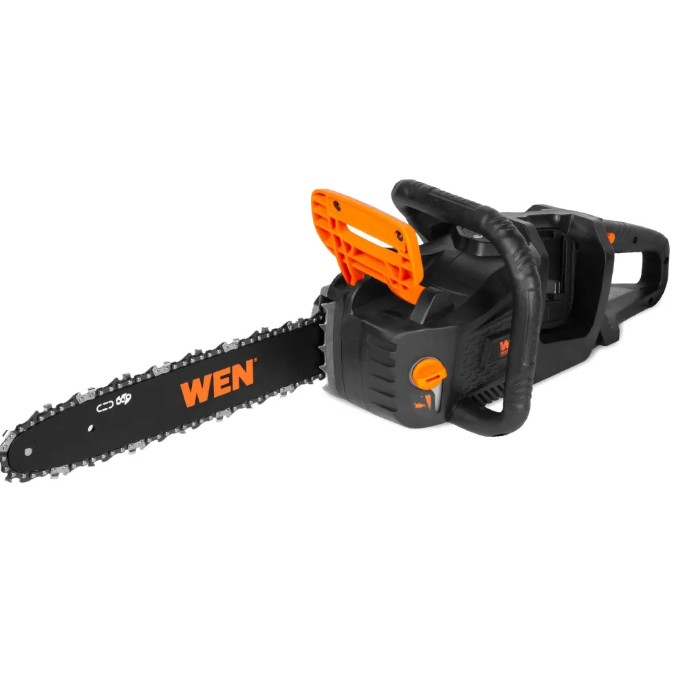 WEN 20754 20V Max 14-Inch Cordless Brushless Chainsaw with Two 4Ah Batteries and Dual Port Charger