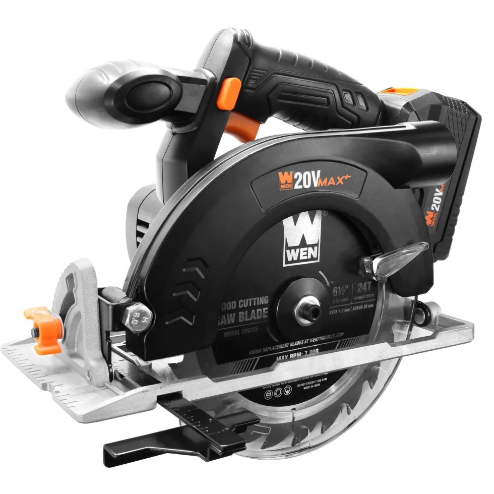 WEN 20625 20V Max 6.5-Inch Cordless Circular Saw with 4.0 Ah Lithium-Ion Battery and Charger