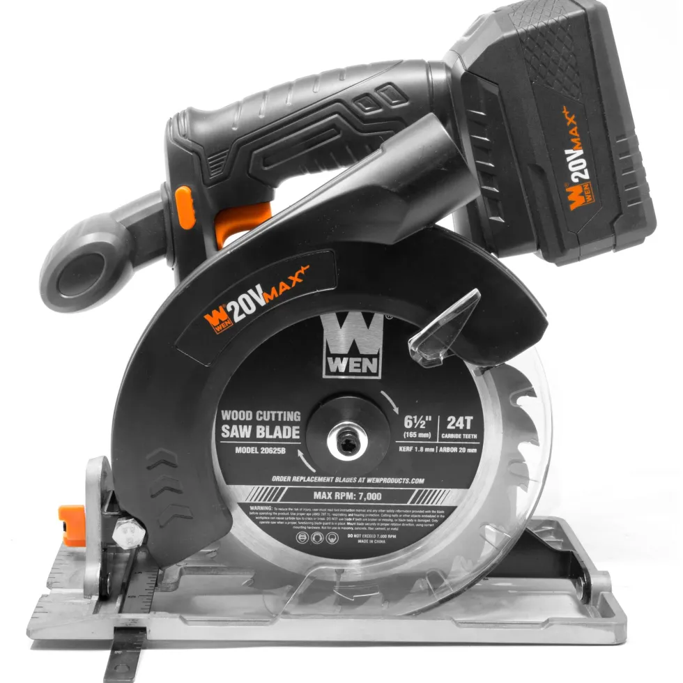 WEN 20625 20V Max 6.5-Inch Cordless Circular Saw with 4.0 Ah Lithium-Ion Battery and Charger