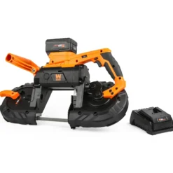 WEN 20496 20V Max 5-Inch Variable Speed Cordless Portable Metal Band Saw with 5.0 Ah Lithium Ion Battery and Charger