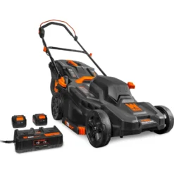 WEN 20839 20V Max 2-in-1 19-Inch Cordless Brushless Lawn Mower and Mulcher with Two 5Ah Batteries and Dual Port Charger