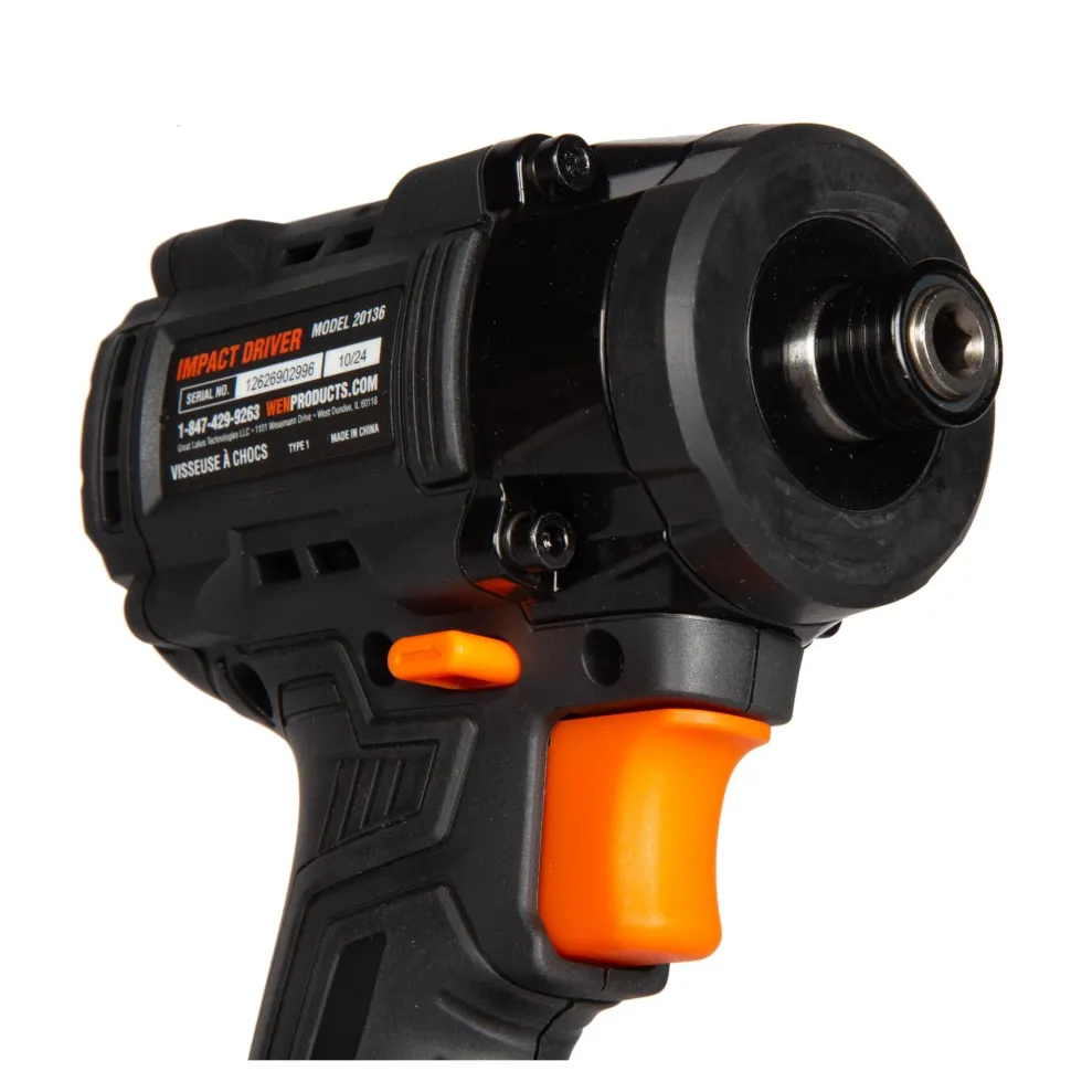 WEN 20136 20V MAX Lithium-Ion 1/4-Inch Brushless Cordless Compact Impact Driver with 2.0 Ah Battery and Charger