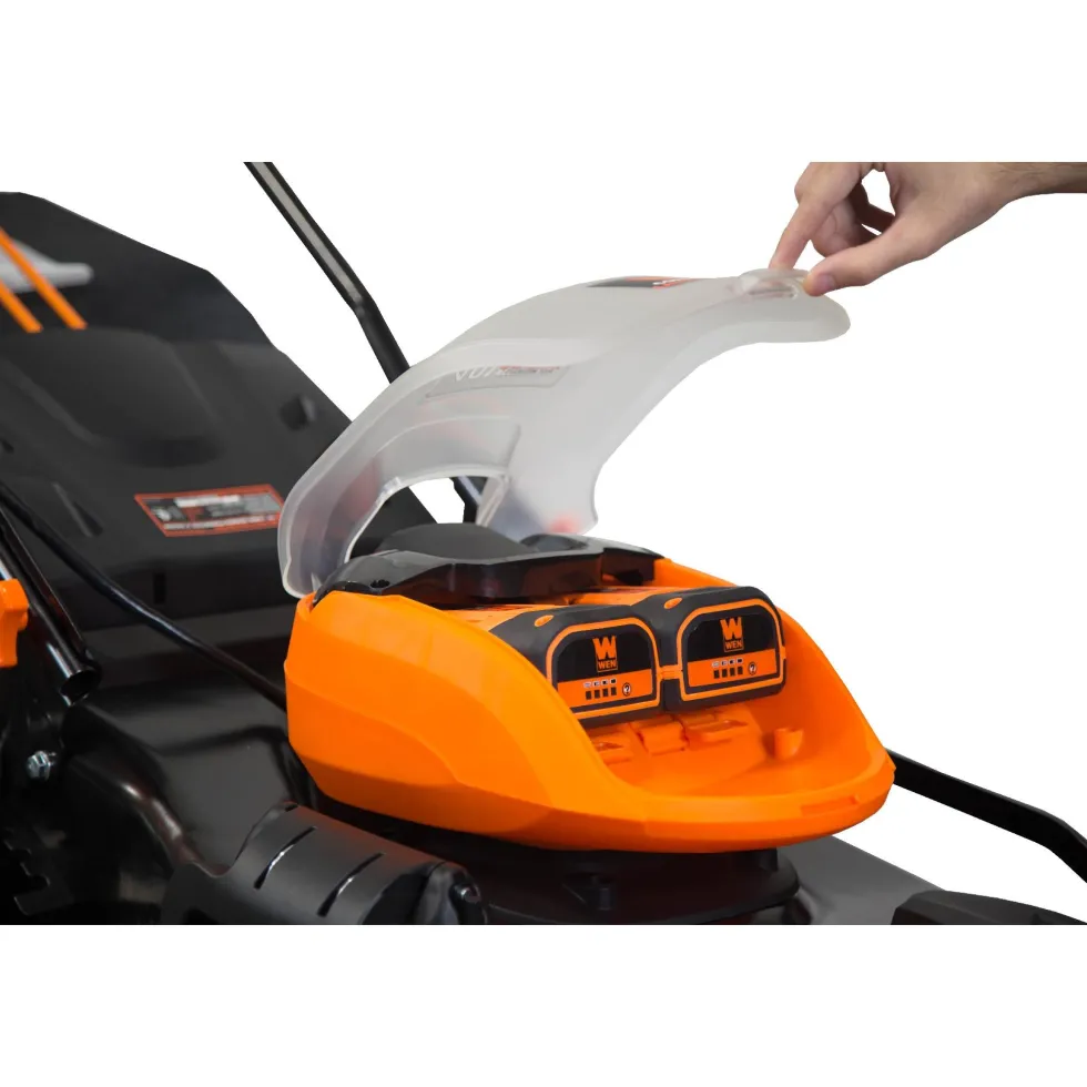 WEN 40441 40V Max Lithium Ion 21-Inch Cordless 3-in-1 Lawn Mower with Two Batteries, 16-Gallon Bag and Charger