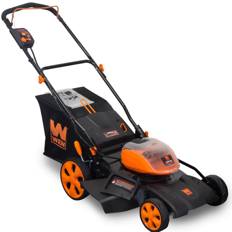 WEN 40439 40V Max Lithium Ion 19-Inch Cordless 3-in-1 Lawn Mower with Two Batteries, 16-Gallon Bag and Charger