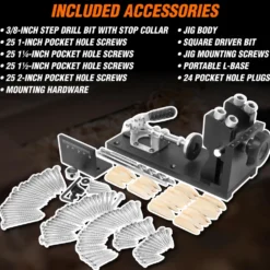 WEN WA1527 Metal Pocket Hole Jig Kit with L-Base, Step Drill Bit, and Self-Tapping Screws