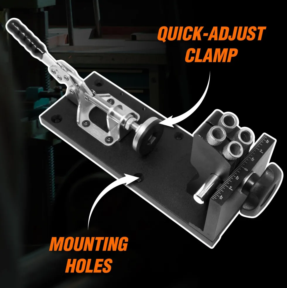 WEN WA1527 Metal Pocket Hole Jig Kit with L-Base, Step Drill Bit, and Self-Tapping Screws
