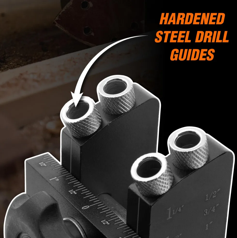 WEN WA1527 Metal Pocket Hole Jig Kit with L-Base, Step Drill Bit, and Self-Tapping Screws