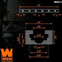 WEN WAT242 24-Inch Universal T-Track, Hold Down Clamps, and Intersection Kit for Woodworking