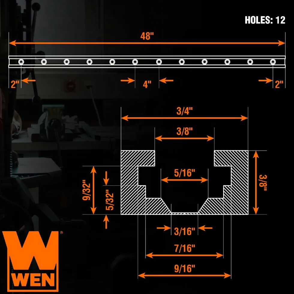 WEN WAT481 48-Inch Universal T-Track and Hold Down Clamps Kit for Woodworking