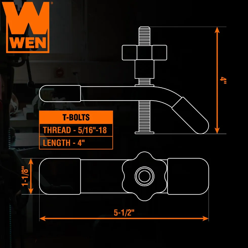 WEN WAT002 5-1/2-Inch Universal T-Track Hold Down Clamps for Woodworking