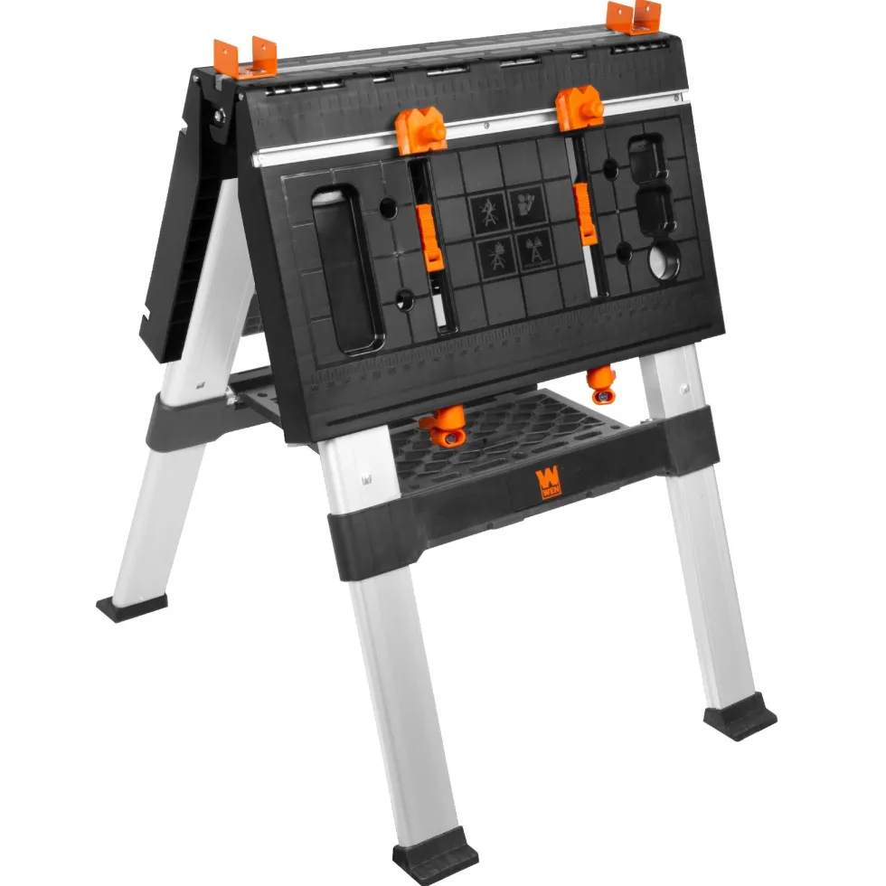 WEN WB3225 2-in-1 Folding Work Table and Sawhorse, 440-Pound Capacity with Onboard Clamps and Clamp Dogs