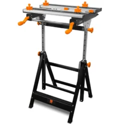 WEN WB2322T 24-Inch Height Adjustable Tilting Steel Portable Work Bench and Vise with 8 Sliding Clamps