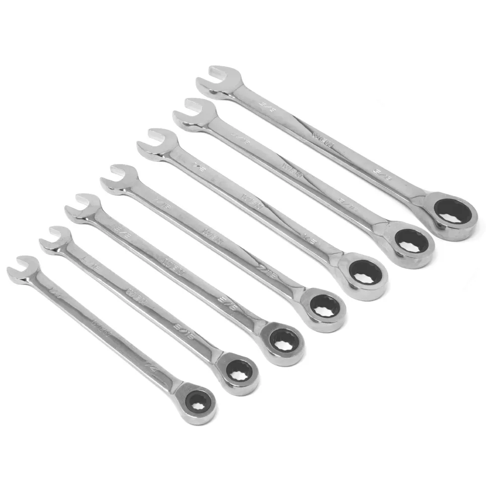 WEN WR131A 13-Piece Professional-Grade Ratcheting SAE Combination Wrench Set with Storage Rack