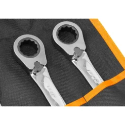 WEN WR162M 16-Piece Professional-Grade Reversible Ratcheting Metric Combination Wrench Set with Storage Pouch