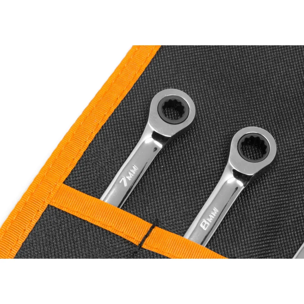 WEN WR161M 16-Piece Professional-Grade Ratcheting Metric Combination Wrench Set with Storage Pouch