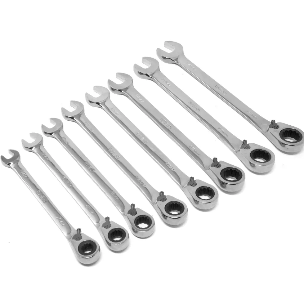 WEN WR162 16-Piece Professional-Grade Reversible Ratcheting Metric Combination Wrench Set with Storage Pouch